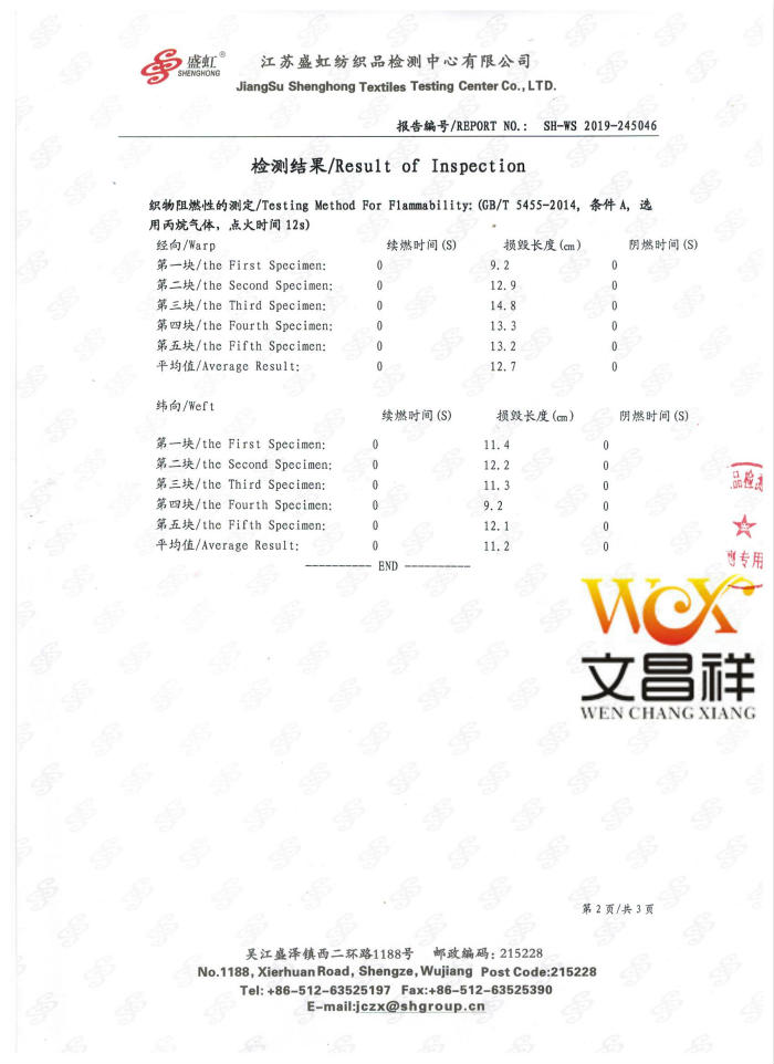 Flame Retardant Test Report