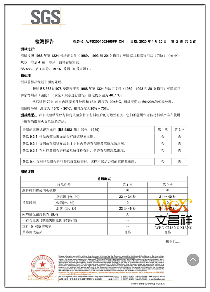 Flame retardant standard BS5852 Flame retardant standard BS5852